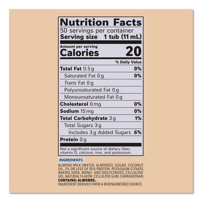 Plant-based Almond Milk Non-dairy Liquid Creamer Singles, Natural Vanilla, 0.38 Oz Mini Cups, 200/carton