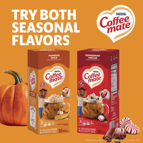 Liquid Coffee Creamer, Pumpkin Spice, 0.38 Oz Mini Cups, 50/box, 4 Boxes/carton
