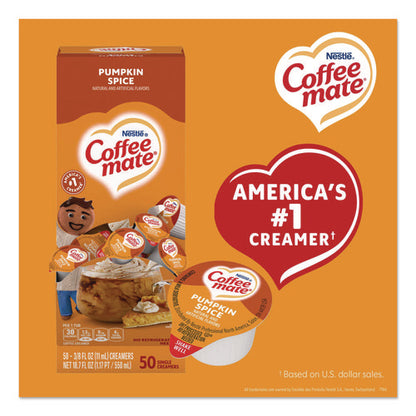 Liquid Coffee Creamer, Pumpkin Spice, 0.38 Oz Mini Cups, 50/box, 4 Boxes/carton