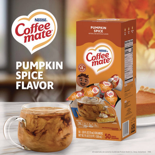 Liquid Coffee Creamer, Pumpkin Spice, 0.38 Oz Mini Cups, 50/box