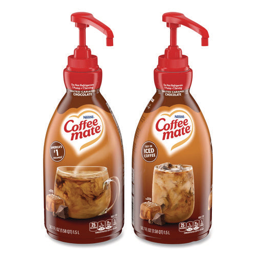 Liquid Creamer Pump Bottle, Salted Caramel Chocolate, 1.5 L Pump Bottle, 2/carton