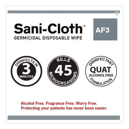 Sani-cloth Af3 Germicidal Disposable Wipes, 6 X 6.75, White, 160 Wipes/canister, 12 Canisters/carton