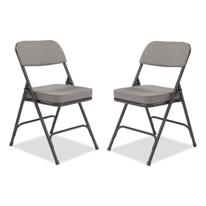 3200 Series Fabric Dual-hinge Folding Chair, Supports Up To 300 Lb, Charcoal Seat, Charocoal Back, Black Base, 2/carton