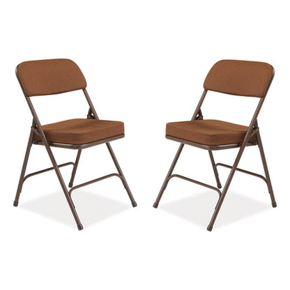 3200 Series Premium Fabric Dual-hinge Folding Chair, Supports Up To 300 Lb, Gold Seat, Gold Back, Brown Base, 2/carton