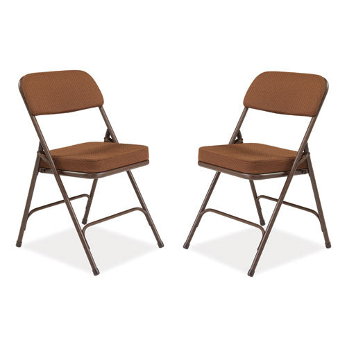 3200 Series Premium Fabric Dual-hinge Folding Chair, Supports Up To 300 Lb, Gold Seat, Gold Back, Brown Base, 2/carton