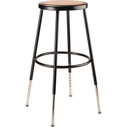 6200 Series Height Adjustable Heavy Duty Steel Stool, Backless, Supports 500lb, 25" To 33" Seat Height, Brown Seat/black Base