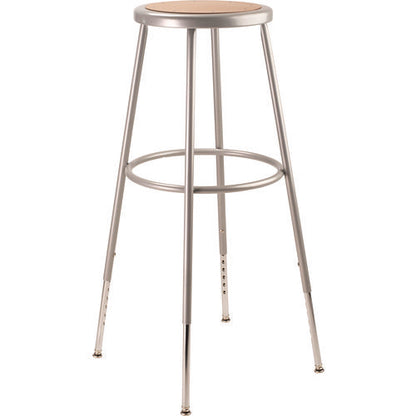 6200 Series Height Adjustable Heavy Duty Steel Stool, Backless, Supports 500lb, 31" To 39" Seat Height, Brown Seat, Gray Base