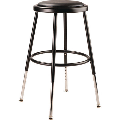 6400 Series Height Adjustable Hd Vinyl Padded Steel Stool, Backless, Supports 500lb, 18.5"-26.5" Seat Height, Black Seat/base