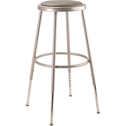 6400 Series Height Adjustable Heavy Duty Vinyl Padded Steel Stool, Supports 500 Lb, 25" To 33" Seat Height, Gray Seat/base