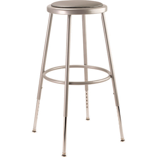 6400 Series Height Adjustable Heavy Duty Vinyl Padded Steel Stool, Supports 500 Lb, 25" To 33" Seat Height, Gray Seat/base