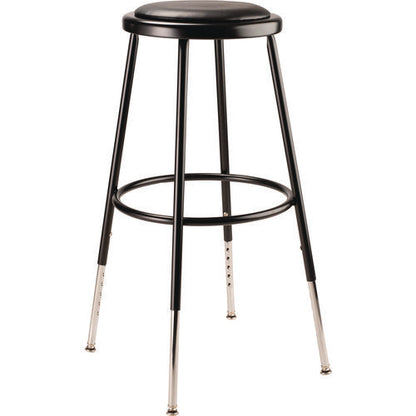 6400 Series Height Adjustable Heavy Duty Vinyl Padded Steel Stool, Supports 500 Lb, 25" To 33" Seat Height, Black Seat/base