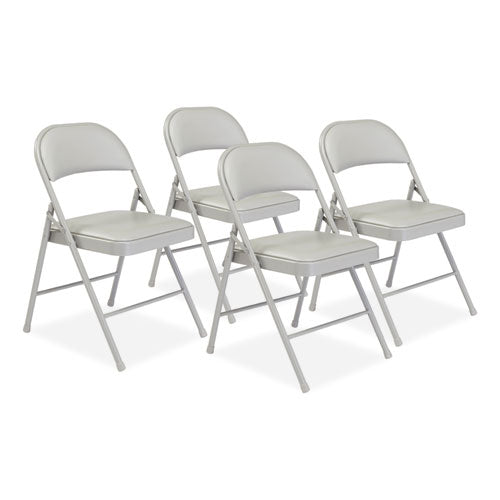 950 Series Vinyl Padded Steel Folding Chair, Supports Up To 250 Lb, 17.75" Seat Height, Gray, 4/carton