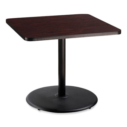 Cafe Table, 36w X 36d X 30h, Square Top/round Base, Mahogany Top, Black Base