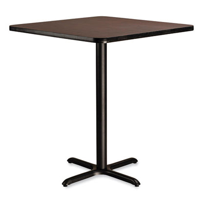 Cafe Table, 36w X 36d X 42h, Square Top/x-base, Mahogany Top, Black Base