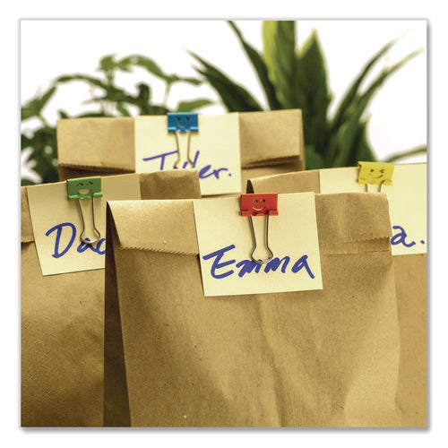 Smiling Face Binder Clips, Small, Assorted Colors, 42/pack