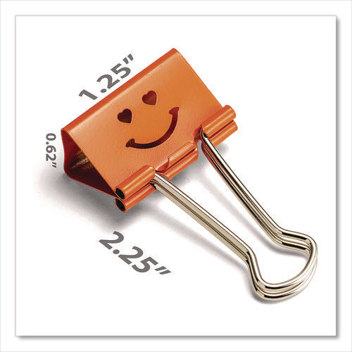Smiling Face Binder Clips, Medium, Assorted Colors, 36/pack
