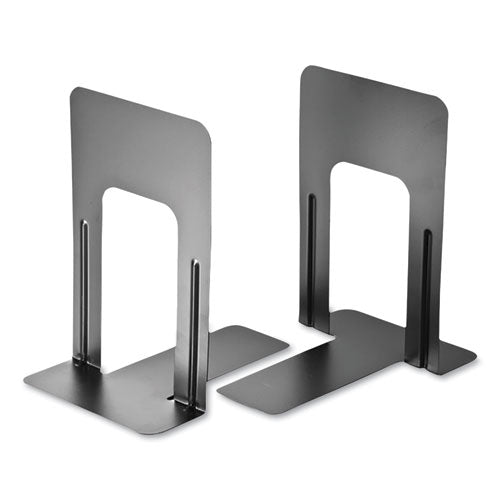 Steel Bookends, Nonskid Base, 5.88 X 8.25 X 9, Black, Pair