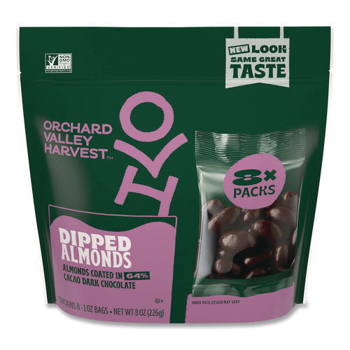 Dipped Almonds, Dark Chocolate, (8) 1 Oz Bags