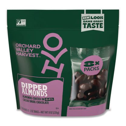 Dipped Almonds, Dark Chocolate, (8) 1 Oz Bags