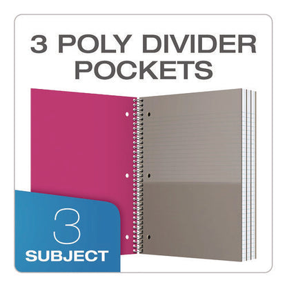 Three-subject Notebook, Medium/college Rule, Randomly Assorted Cover Color, (150) 11 X 9 Sheets