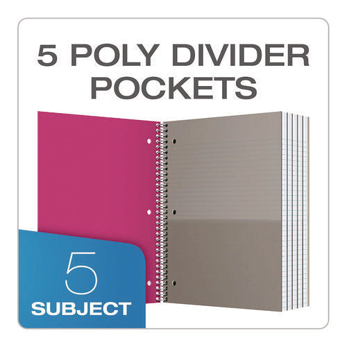 Five-subject Notebook, Medium/college Rule, Randomly Assorted Cover Color, (200) 11 X 9 Sheets