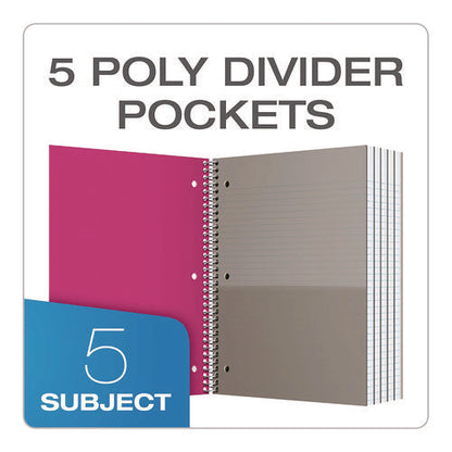 Five-subject Notebook, Medium/college Rule, Randomly Assorted Cover Color, (200) 11 X 9 Sheets