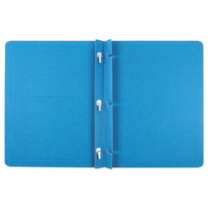 Title Panel And Border Front Report Cover, 3-prong Fastener, Panel And Border Cover, 0.5" Cap, 8.5 X 11, Light Blue, 25/box