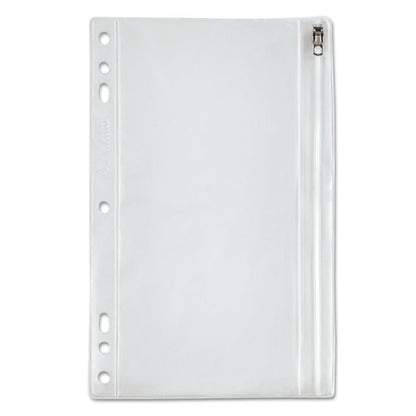 Zipper Binder Pocket, 2- To 5-hole Punched, 6" X 9.5", Clear