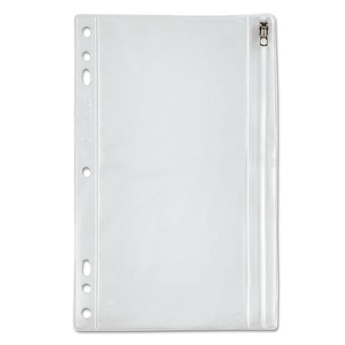 Zipper Binder Pocket, 2- To 5-hole Punched, 6" X 9.5", Clear