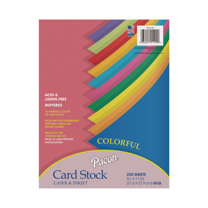 Array Card Stock, 65 Lb Cover Weight, 8.5 X 11, Assorted Lively Colors, 250/pack