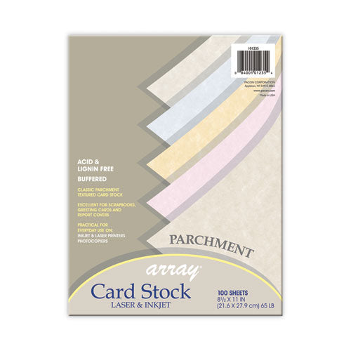 Array Card Stock, 65 Lb Cover Weight, 8.5 X 11, Assorted Parchment Colors, 100/pack