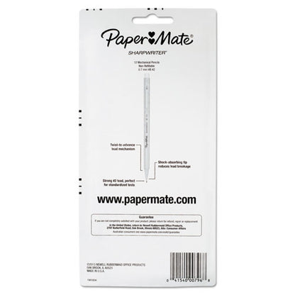 Sharpwriter Mechanical Pencil, 0.7 Mm, F (#2.5), Black Lead, Assorted Barrel Colors, Dozen