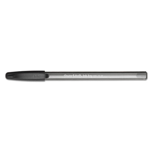 Inkjoy 100 Ballpoint Pen, Stick, Medium 1 Mm, Black Ink, Smoke/black Barrel, Dozen