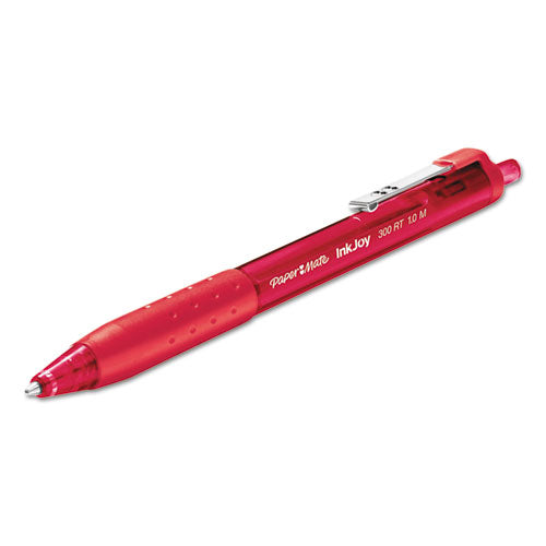 Inkjoy 300 Rt Ballpoint Pen, Retractable, Medium 1 Mm, Red Ink, Red Barrel, Dozen
