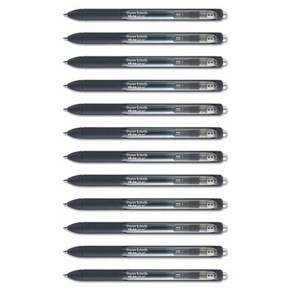 Inkjoy Gel Pen, Retractable, Medium 0.7 Mm, Black Ink, Black Barrel, Dozen