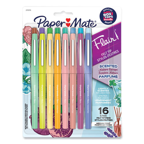 Flair Scented Felt Tip Porous Point Pen, Stick, Medium 0.7 Mm, Nature Escape Scents, Assorted Ink And Barrel Colors, 16/pack