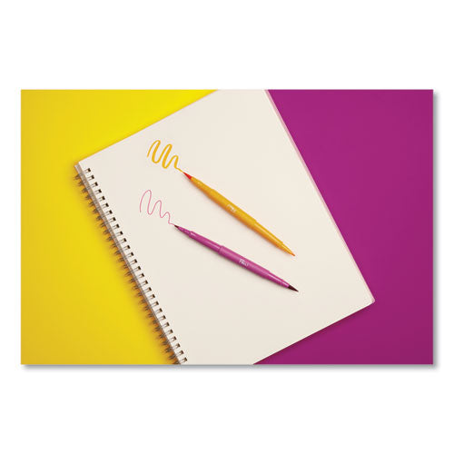Flair Dual Porous Point Pen, Stick, Medium 0.7 Mm Bullet, Pressure-sensitive Brush, Assorted Ink And Barrel Colors, 16/pack