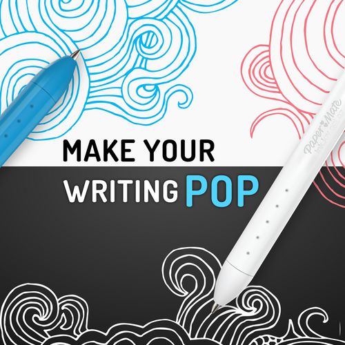 Inkjoy Gel Bright Gel Pen, Retractable, Medium 0.7 Mm, White Ink, White Barrel, 3/pack