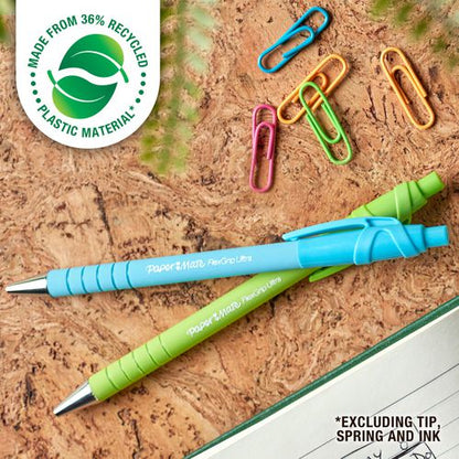 Flexgrip Ultra Recycled Ballpoint Pen, Retractable, Medium 1 Mm, Black Ink, Assorted Barrel Colors, Dozen