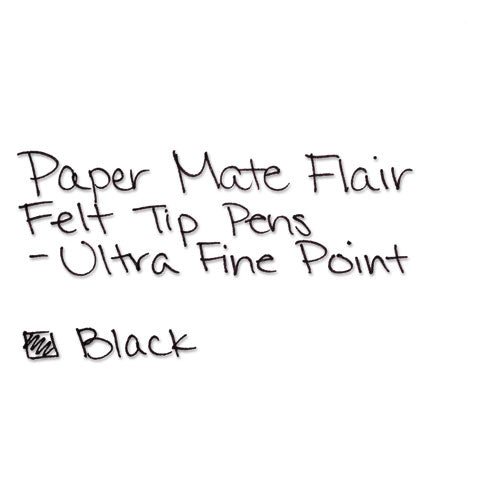 Flair Felt Tip Porous Point Pen, Stick, Ultra-fine 0.4 Mm, Black Ink, Gray/black Barrel, Dozen