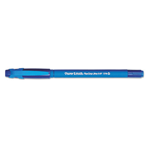 Flexgrip Ultra Recycled Ballpoint Pen, Stick, Fine 0.8 Mm, Blue Ink, Blue Barrel, Dozen