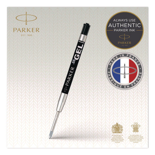 Refill For Parker Retractable Gel Ink Roller Ball Pens, Medium Conical Tip, Black Ink, 2/pack