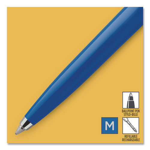 Jotter Ballpoint Pen, Retractable, Medium 0.7 Mm, Blue Ink, Royal Blue/chrome Barrel