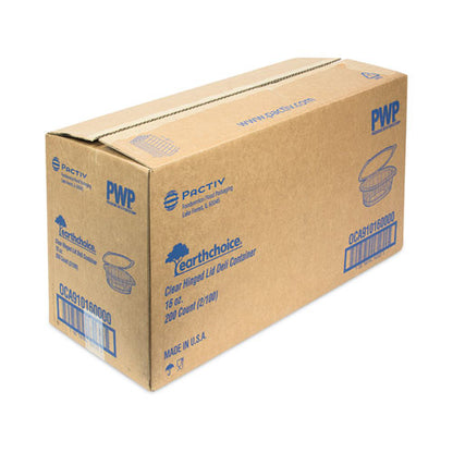 Earthchoice Recycled Pet Hinged Container, 16 Oz, 4.92 X 5.87 X 2.48, Clear, Plastic, 200/carton