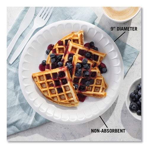 Placesetter Satin Non-laminated Foam Dinnerware, Plate, 9" Dia, White, 125/pack, 4 Packs/carton