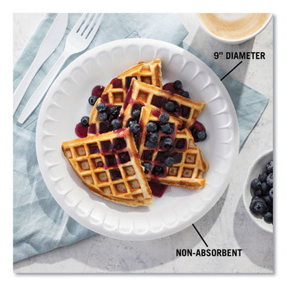 Placesetter Satin Non-laminated Foam Dinnerware, Plate, 9" Dia, White, 125/pack, 4 Packs/carton