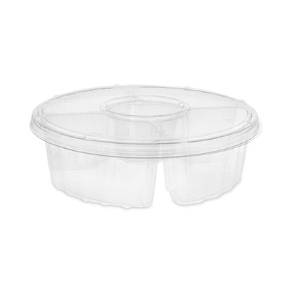 Dip Cup Platter, 4 Compartments, 64 Oz, 10" Diameter, Clear, Plastic, 100/carton