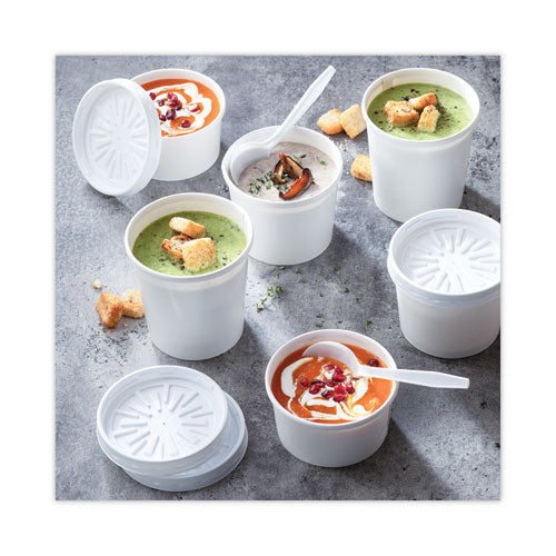 Paper Round Food Container And Lid Combo, 12 Oz, 3.75" Diameter X 3" H, White, 250/carton