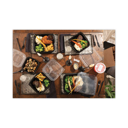 Earthchoice Vented Dual Color Microwavable Hinged Lid Container, 28 Oz, 7.5 X 7.5 X 3, Black/clear, Plastic, 150/carton