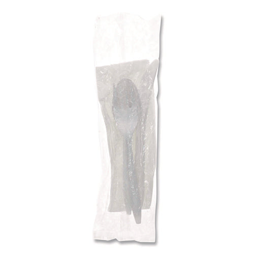 Fieldware Cutlery Kit, Individually Wrapped, Mediumweight, Fork/knife/napkin/spoon, Plastic, White, 250/carton